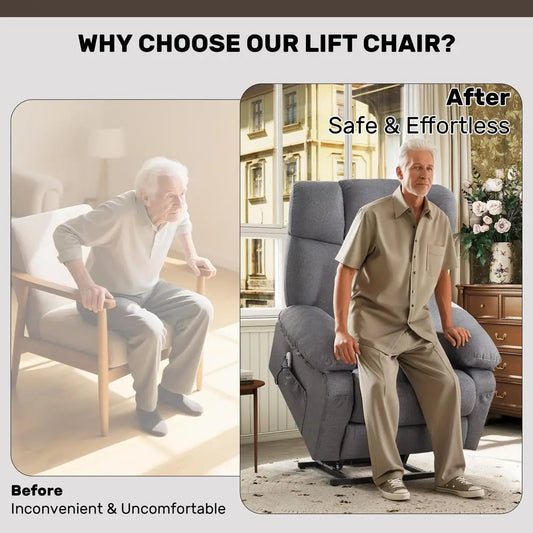 Power Lift Recliner for Elderly, Big and Tall Lift Chair with Massage and Heat