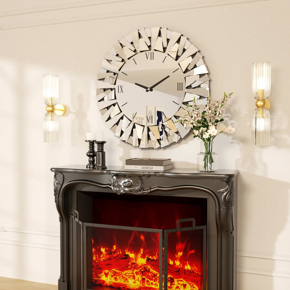 80CM Large Wall Clock for Living Room Bedroom Fireplaces