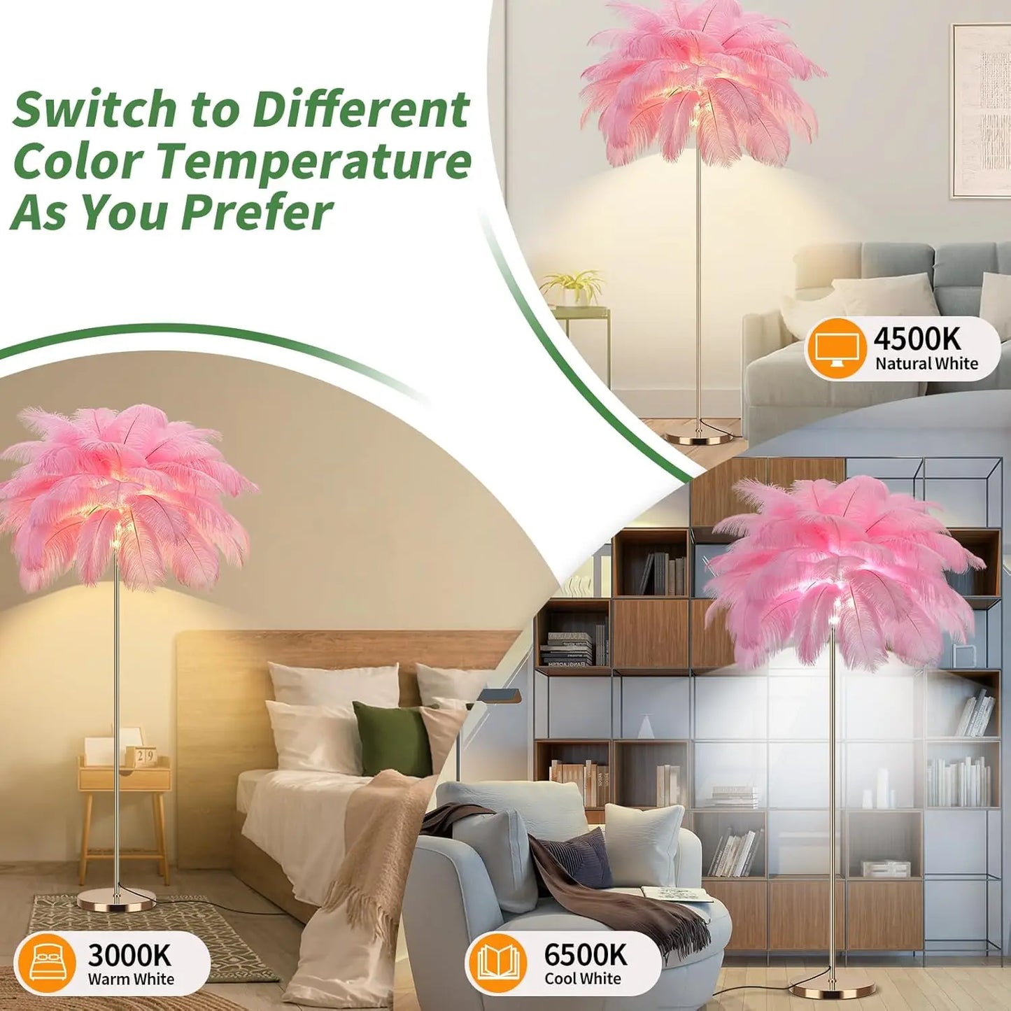 Fluffy Ostrich Feather Floor Lamp