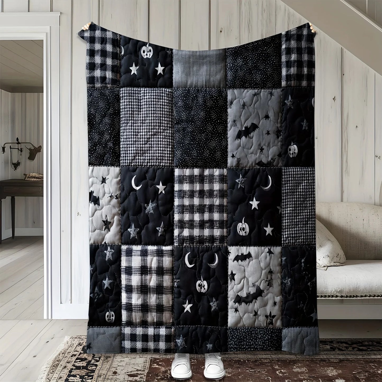 Halloween Plaid Bat Blanket