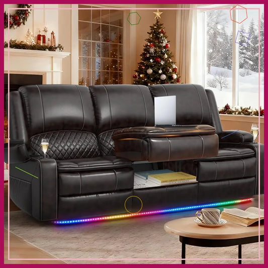 3 Seater Recliner Sofa with Liftable Console