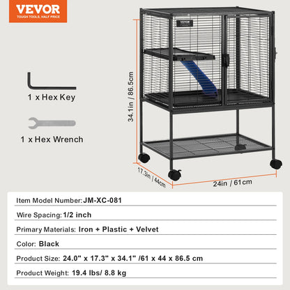 64.6" Rolling Metal Cage