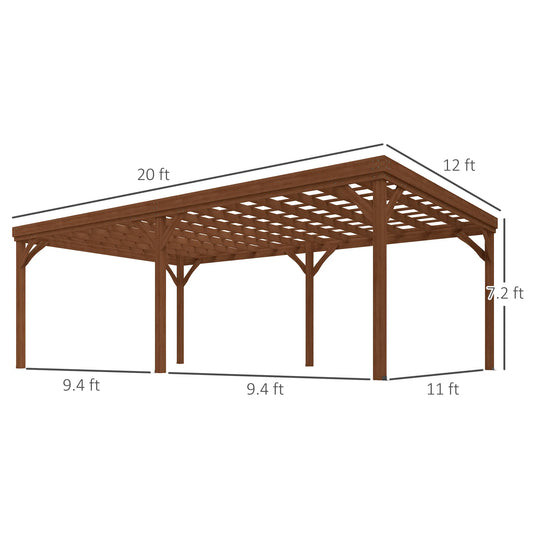 12' x 20' Outdoor Wood Pergola Gazebo with Stable Structure