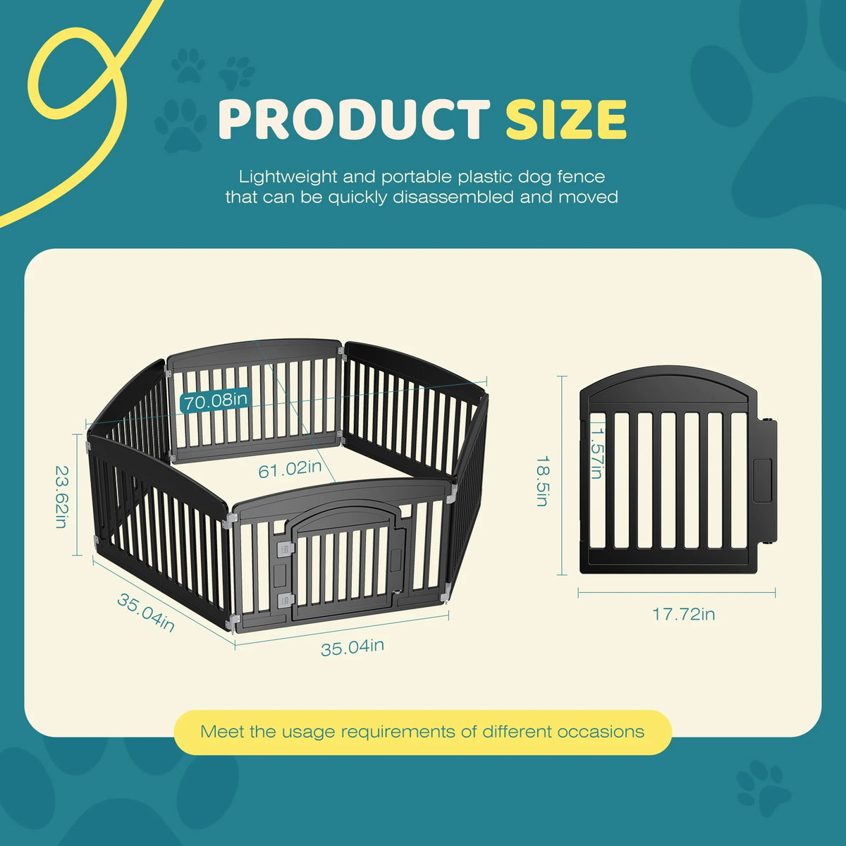 JHK Plastic Dog Playpen 6 Panel 24IN Expandable