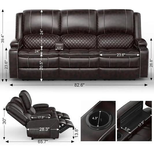 3-Seater Recliner Manual Reclining Couch