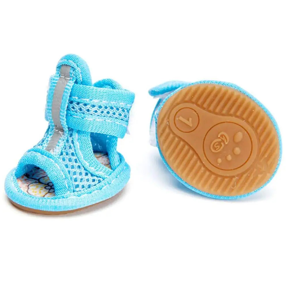 4pcs/pack Anti-slip Outdoor with Reflective Strap Spring Summer Wear Breathable Puppy Shoes
