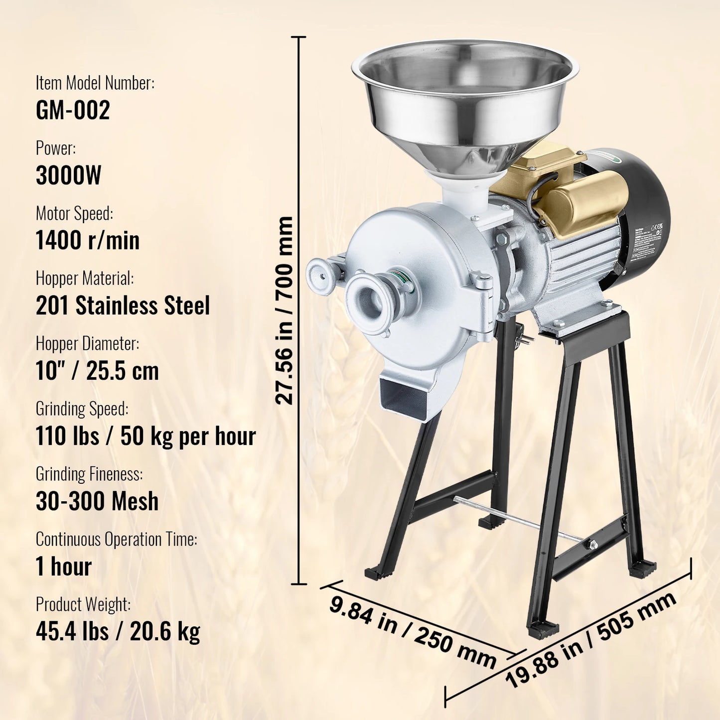 SucceBuy Electric Grain Mill 3000W Spice Grinder