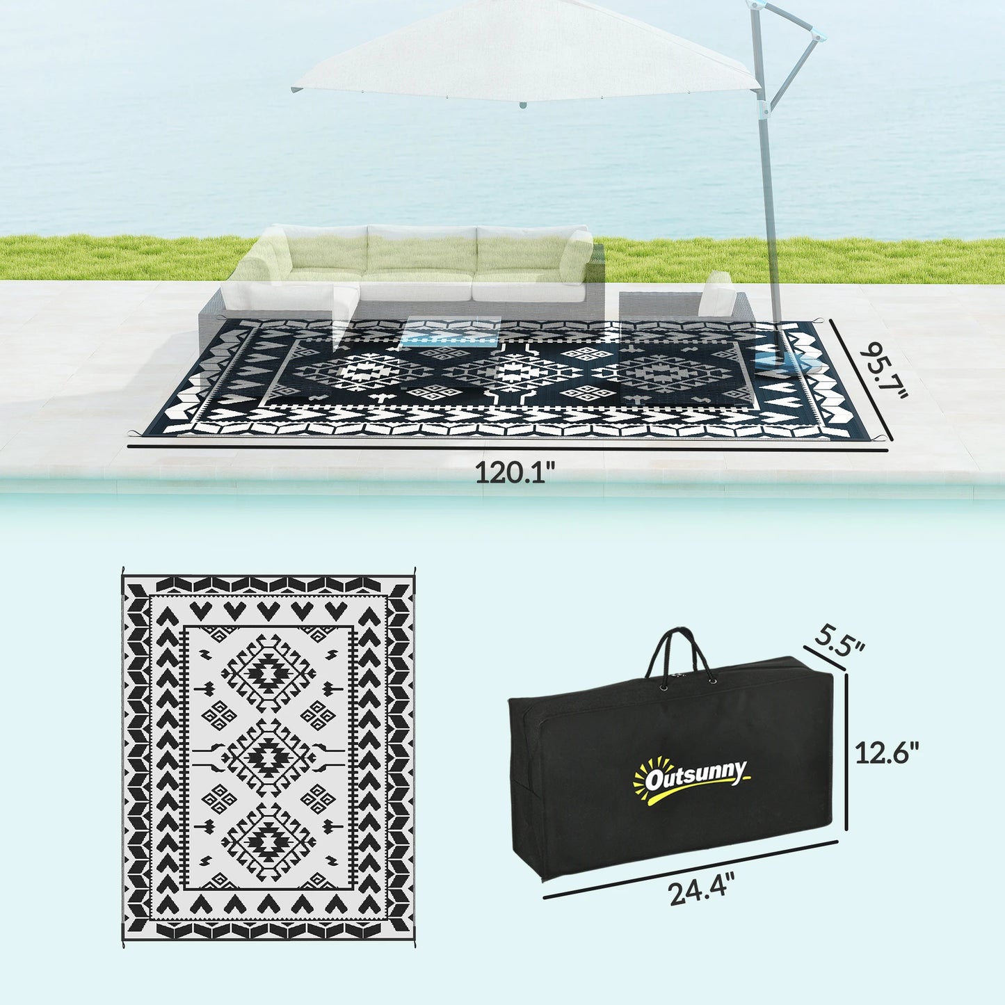 Outdoor Rug, 8' x 10' Floor Mat