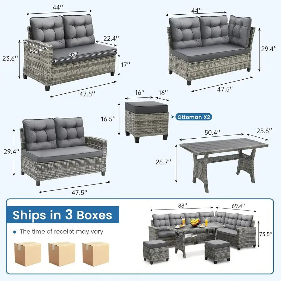 Outdoor Sectional Sofa with Dining Table and amp Chairs
