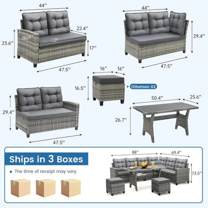 Outdoor Sectional Sofa with Dining Table and amp Chairs