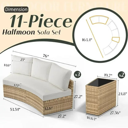 11-Piece Outdoor Wicker Sectional