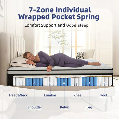 LayRoad 12/14Inch Memory Foam Spring Mattress Single/Double/Queen/King Sizes