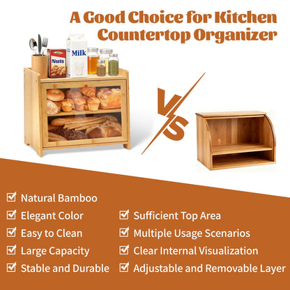 Double Layer Bamboo Bread Box