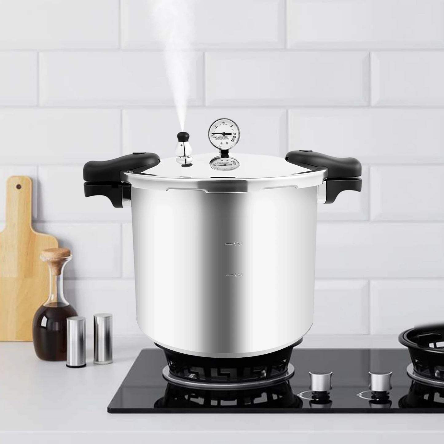 22L Thickened Explosion-Proof Pressure Cooker with Pressure Gauge and Safety Valve