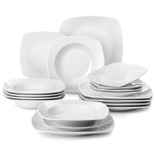 MALACASA JULIA Classic 18-Piece Ceramic Porcelain Dinnerware Set