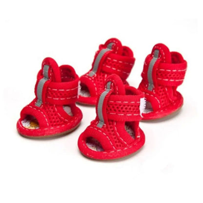 4pcs/pack Anti-slip Outdoor with Reflective Strap Spring Summer Wear Breathable Puppy Shoes