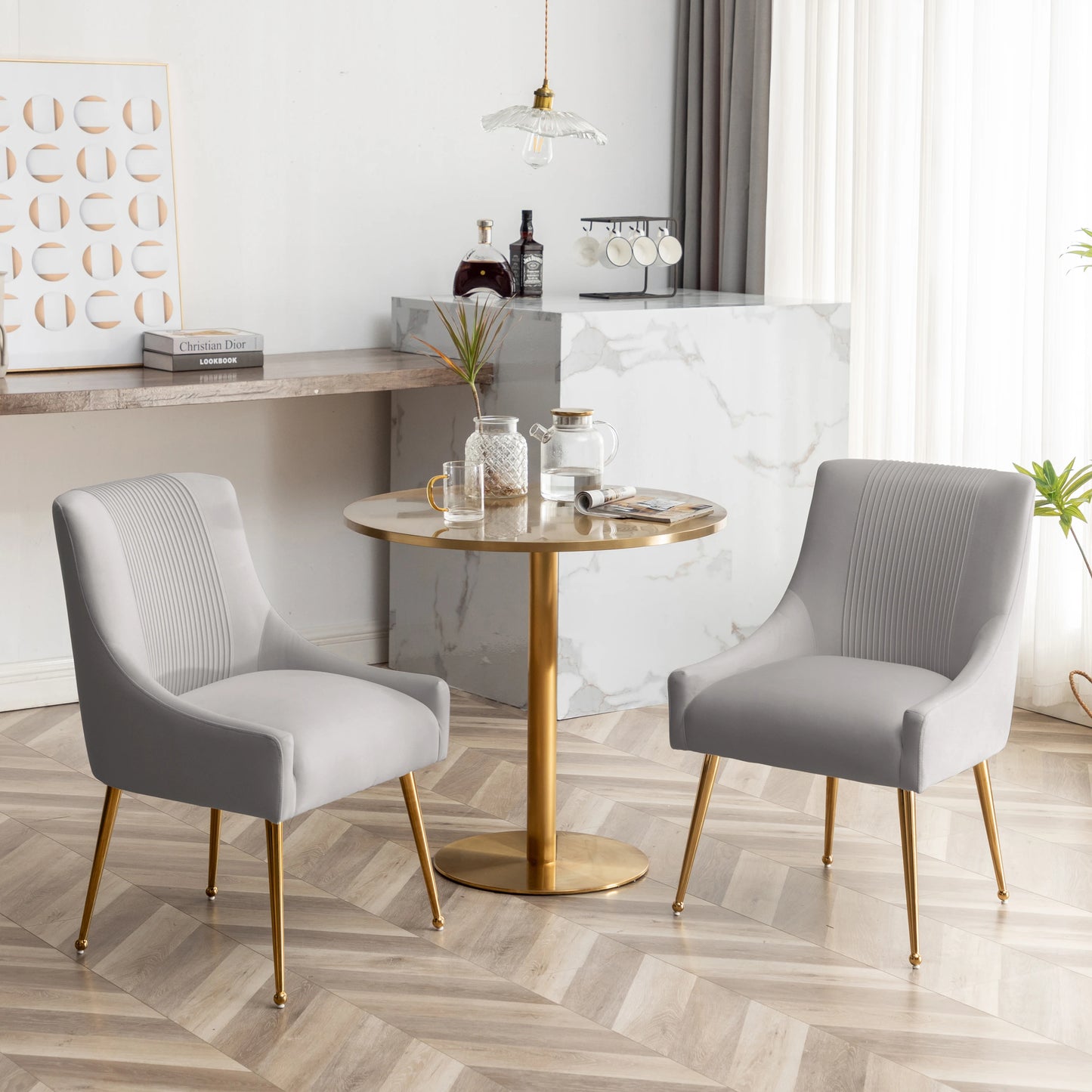 Pleated Velvet Dining Chair