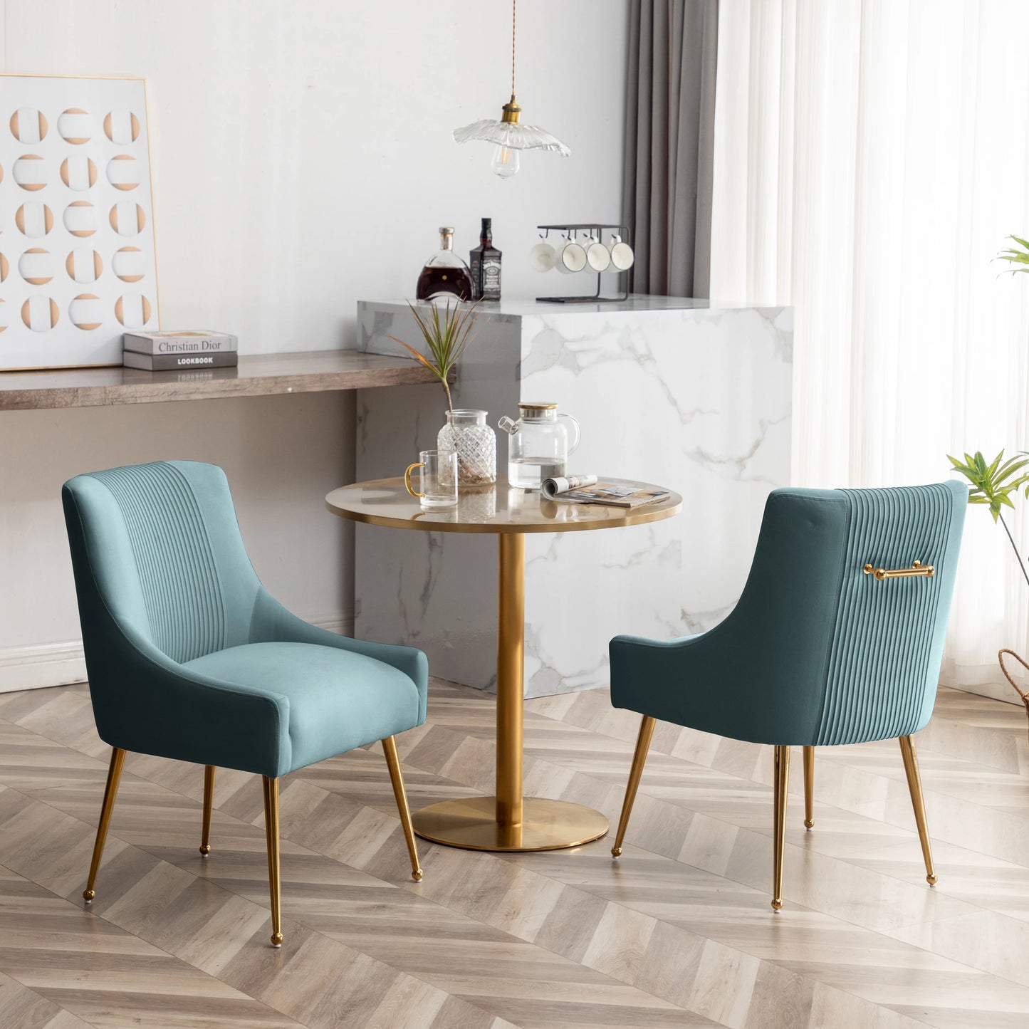 Pleated Velvet Dining Chair