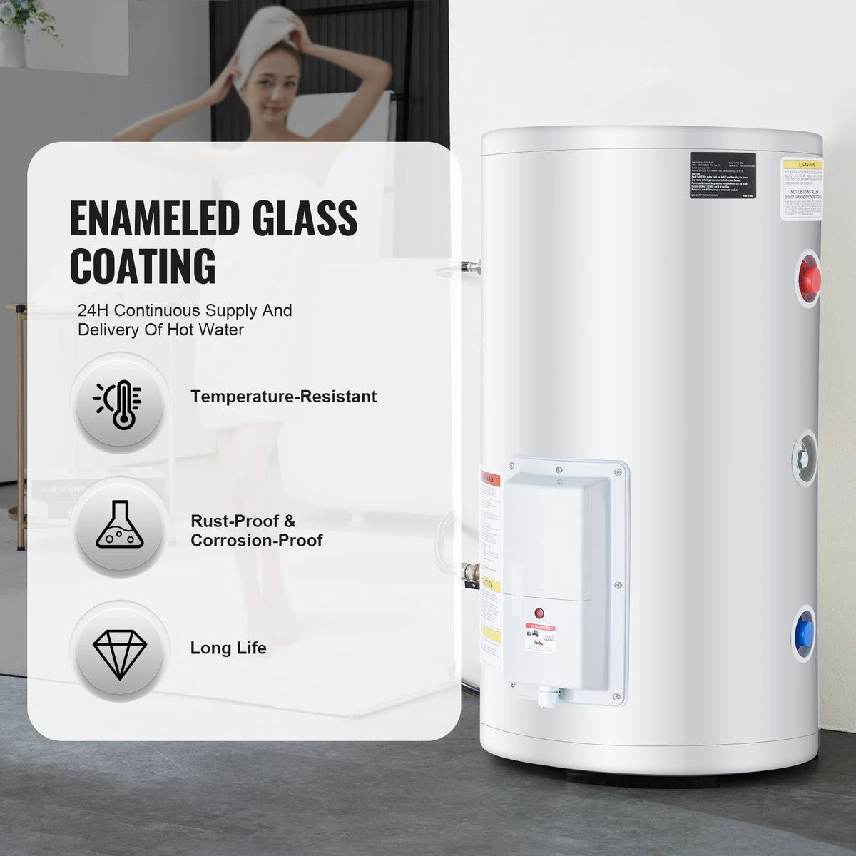 SucceBuy Electric Water Heater 40/70L Tank Instant Hot Water Heater