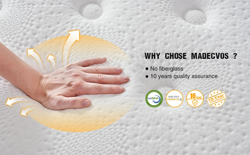 Queen King Full Size Mattress, 12\14\10 Inch Hybrid Mattress