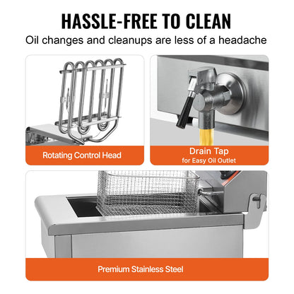 SucceBuy  12L Electric Deep Fryer w/Dual Removable Tanks