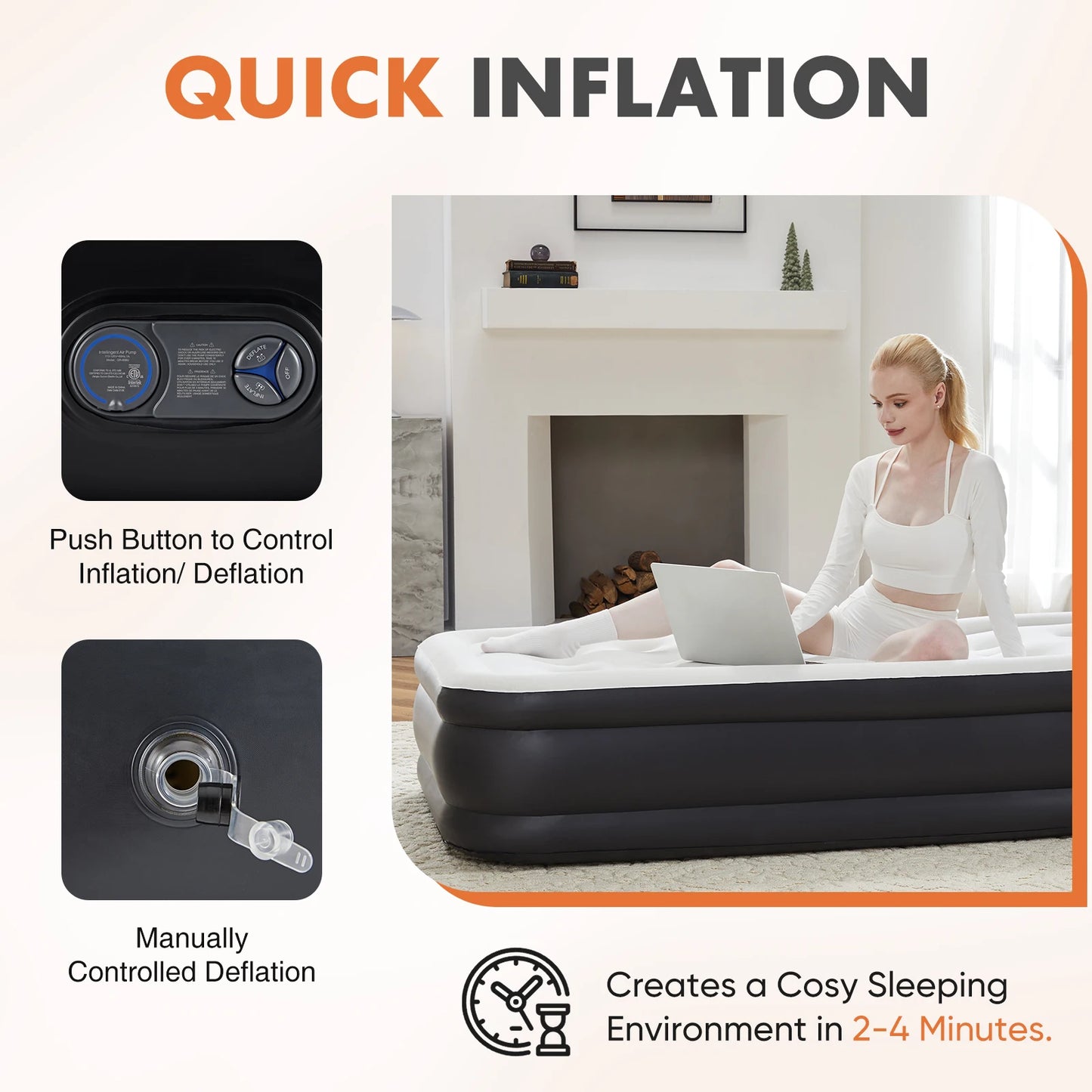 MCQ 18IN Tall Air Mattress with Built in Pump
