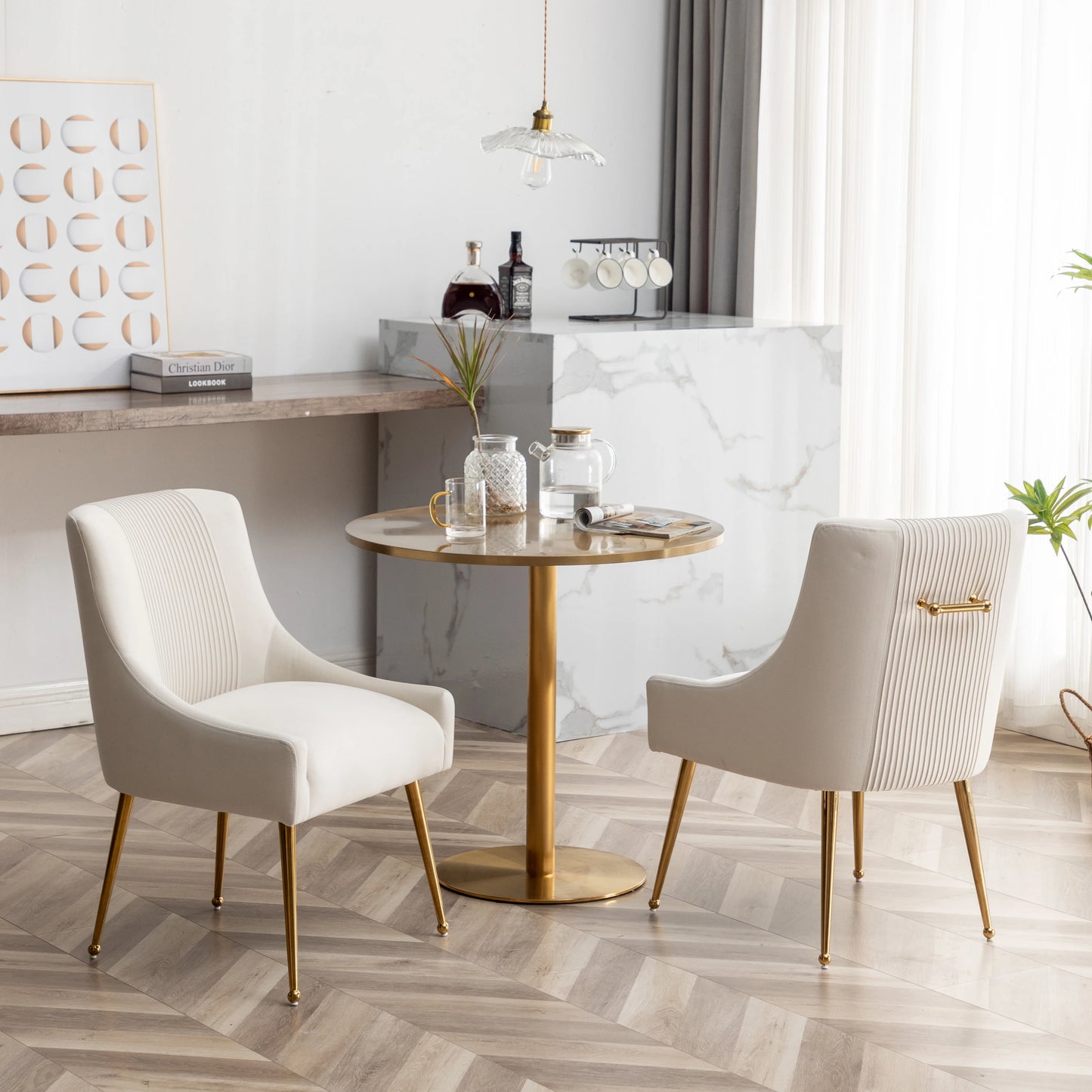 Pleated Velvet Dining Chair