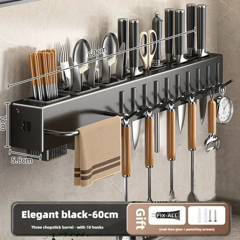 No Drill Wall Mount Kitchen Organizer Knife Rack