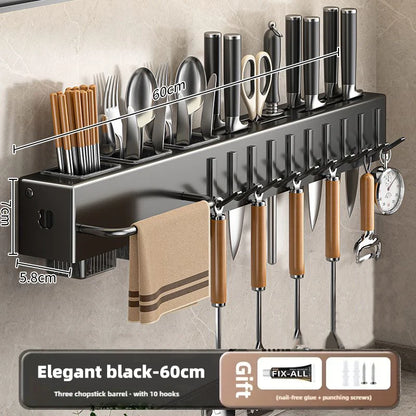 No Drill Wall Mount Kitchen Organizer Knife Rack