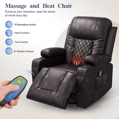Heated Massage Recliner 360 Swivel