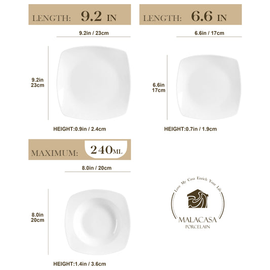 MALACASA JULIA Classic 18-Piece Ceramic Porcelain Dinnerware Set