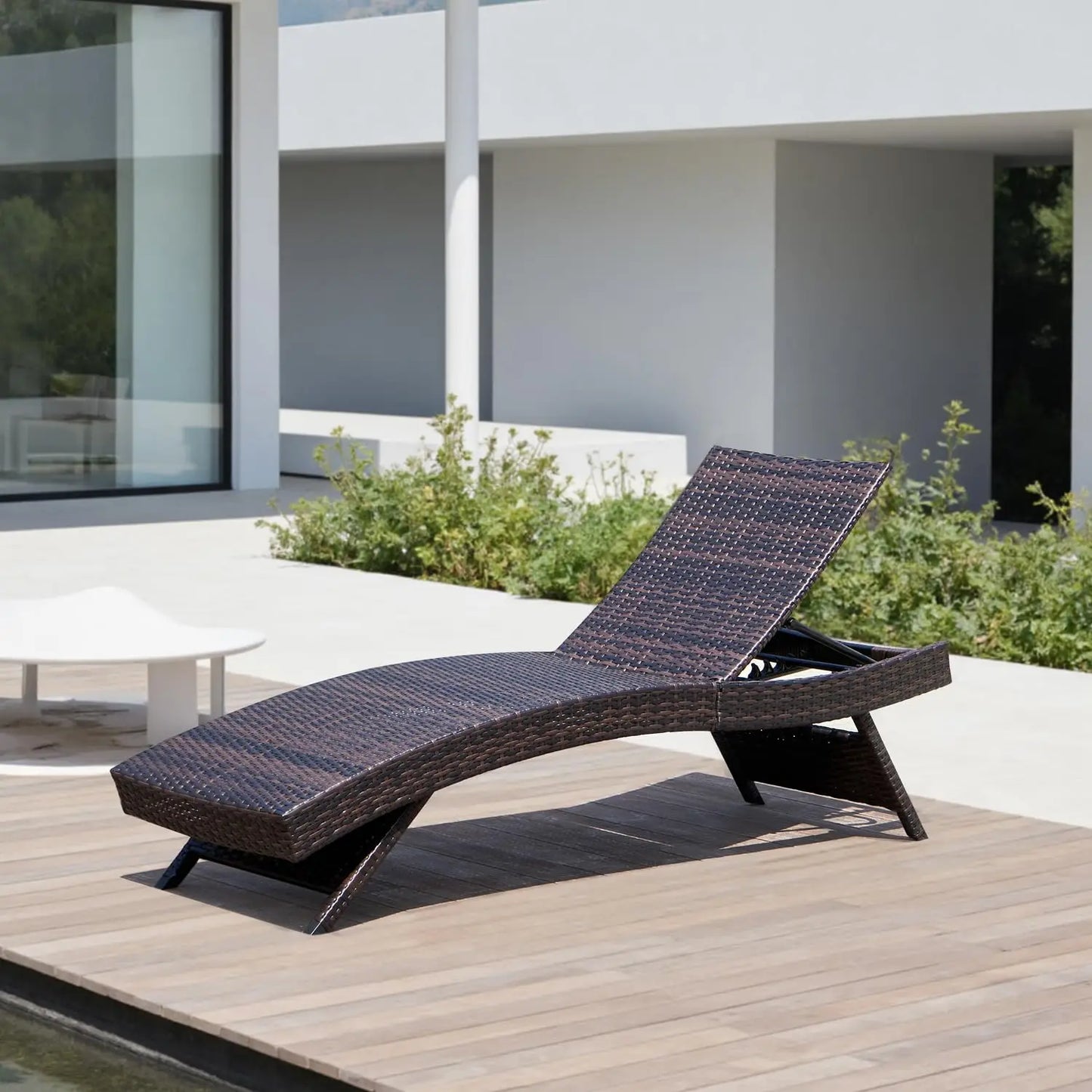 2 Folding Chairs Patio Chaise Lounge, Outdoor Wicker Lounge
