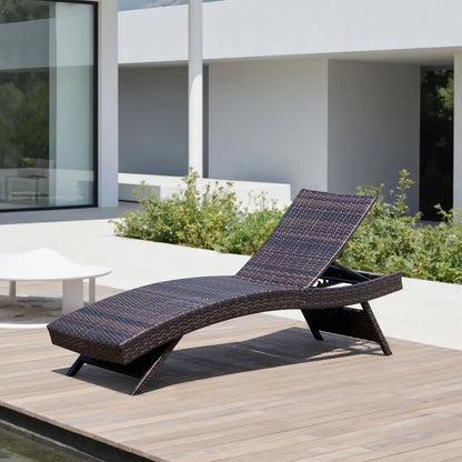 2 Folding Chairs Patio Chaise Lounge, Outdoor Wicker Lounge