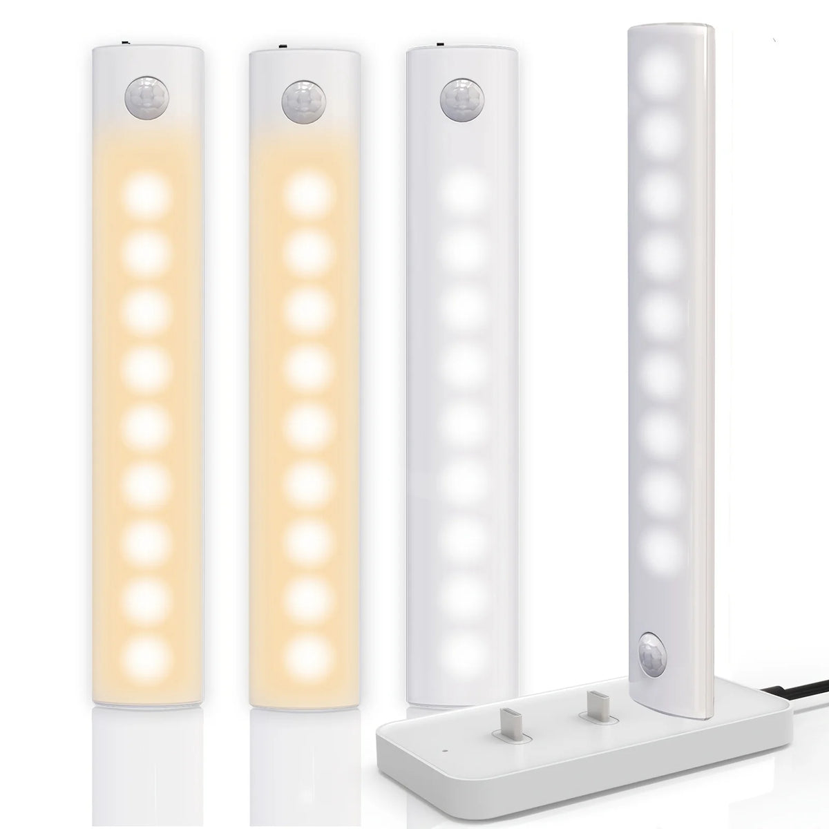 Under Cabinet Lights 1/3/5/6pcs, Motion Sensor Rechargeable  Battery Operated 2 Colors