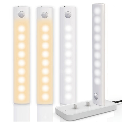 Under Cabinet Lights 1/3/5/6pcs, Motion Sensor Rechargeable  Battery Operated 2 Colors