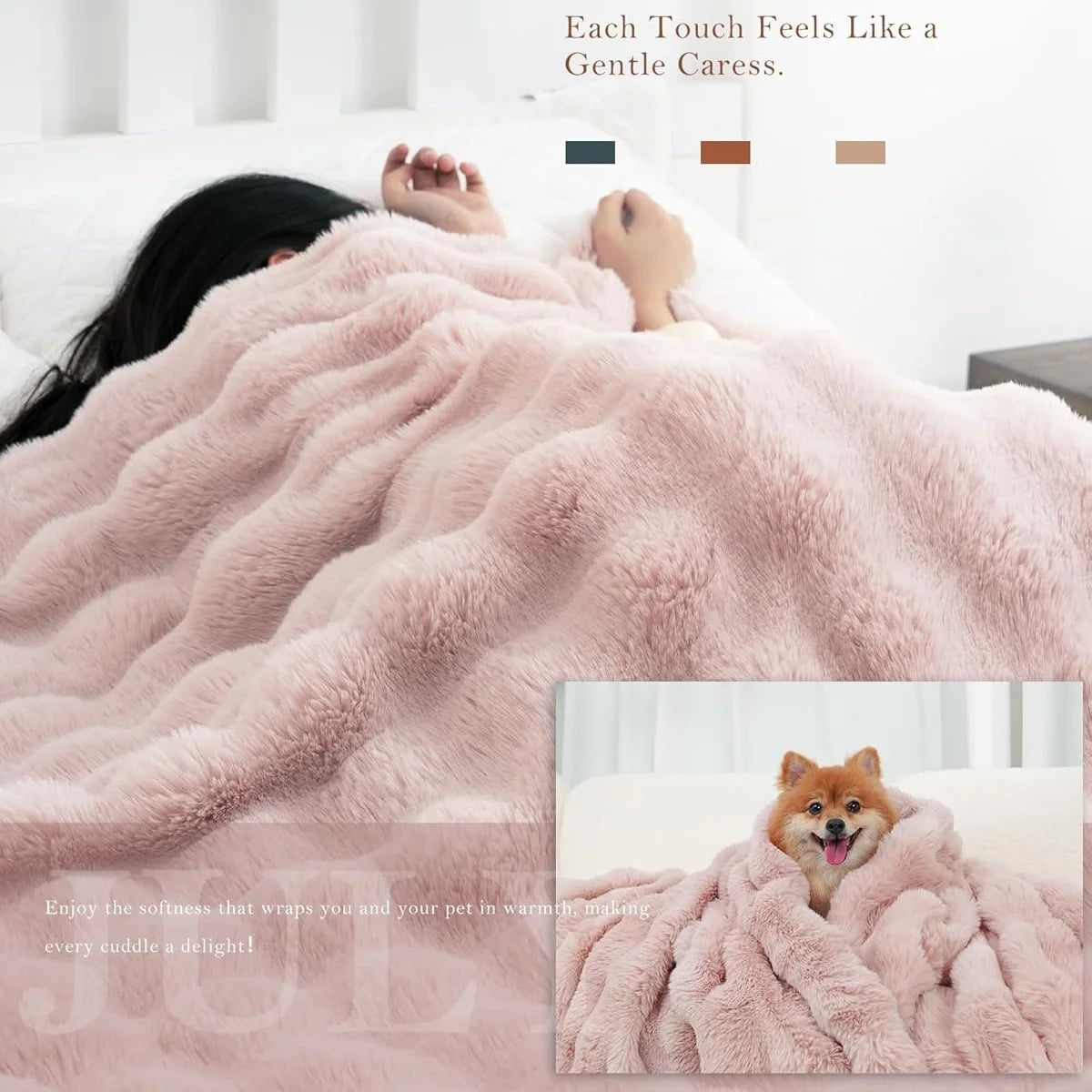 1pc Faux Rabbit Fleece Blanket