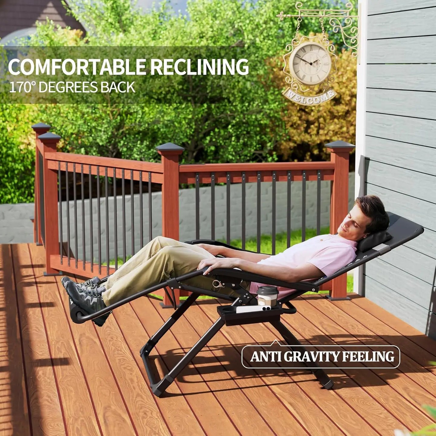 Zero Gravity Chair 33In XXL Patio Reclining Chair