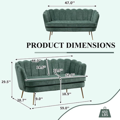 Loveseat with Gold Metal Legs