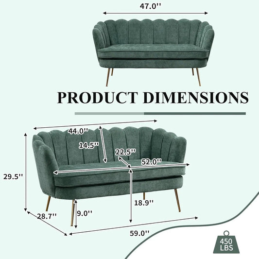 Loveseat with Gold Metal Legs