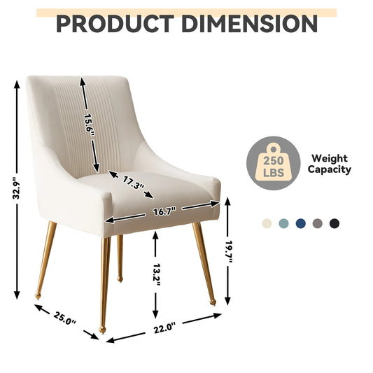 Pleated Velvet Dining Chair