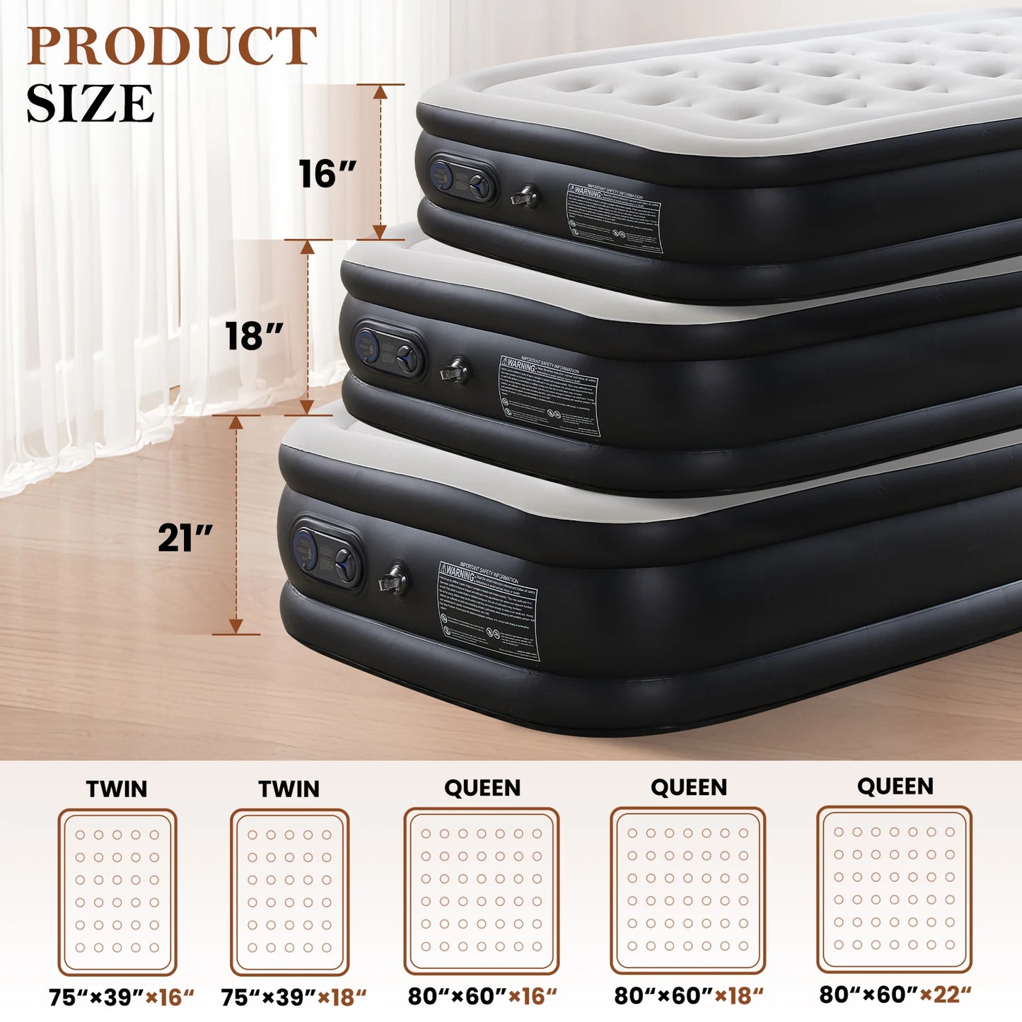JHK Queen Twin Size Air Mattress