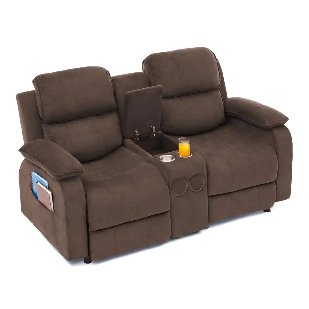 Power Loveseat Recliner with Console,  with Heat amp 8 Point Massage, Bluetooth Speakers