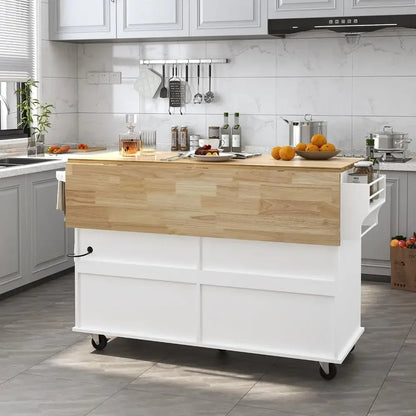 Wood Top and Drop Leaf Breakast Bar on wheels