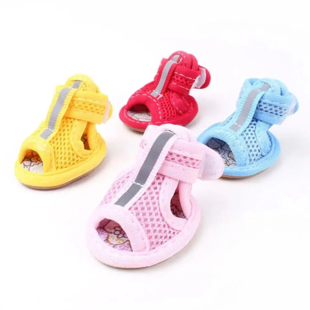 4pcs/pack Anti-slip Outdoor with Reflective Strap Spring Summer Wear Breathable Puppy Shoes