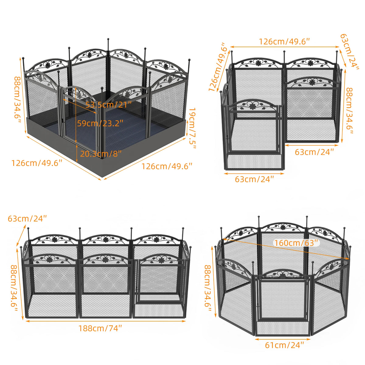 8 Panels DIY Heavy Duty Dog Playpen Pen Outdoor Indoor