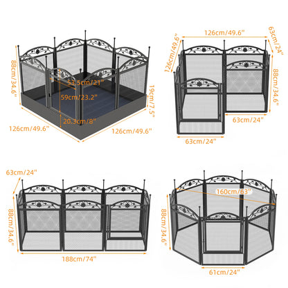 8 Panels DIY Heavy Duty Dog Playpen Pen Outdoor Indoor