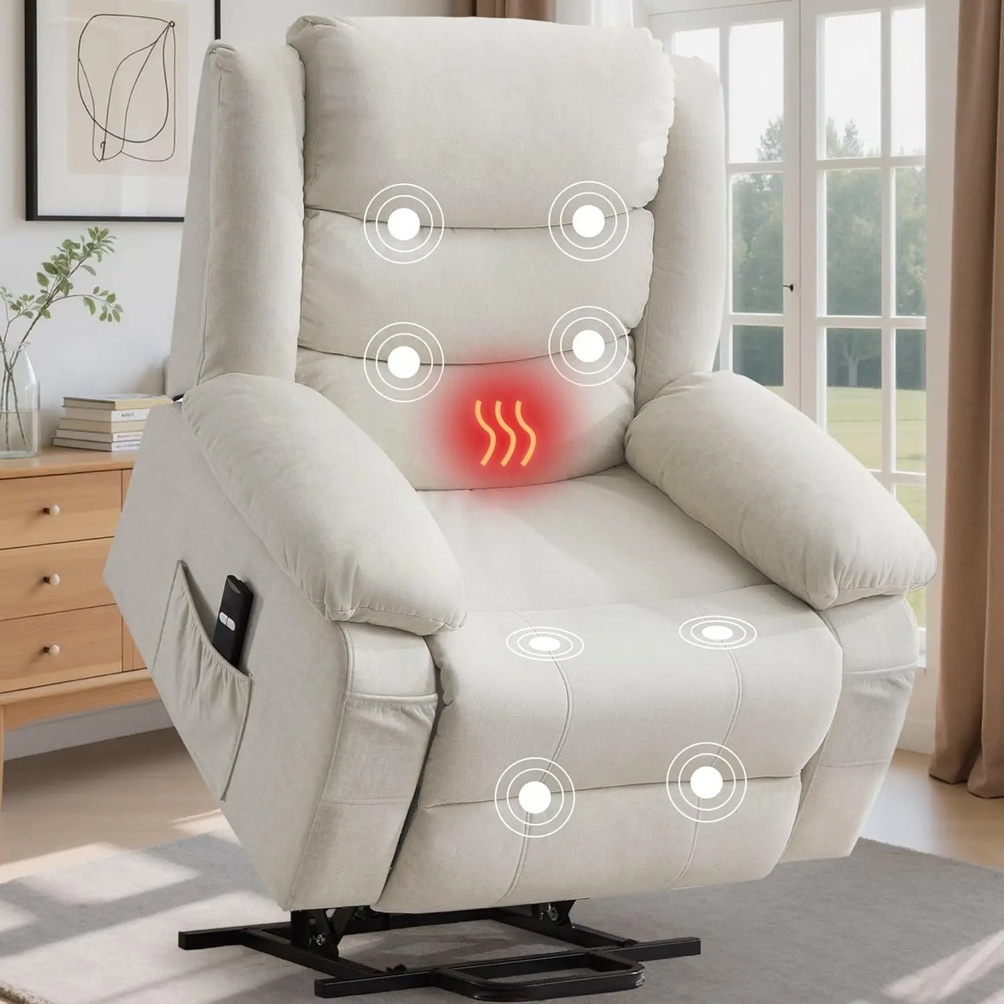 Power Lift Recliner for Elderly, Electric Recliner Chairs with Massage and Heat