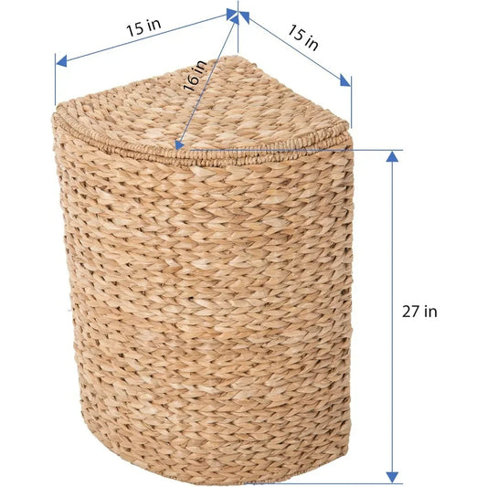 Round Seagrass Hamper with Detachable Liner and Lid