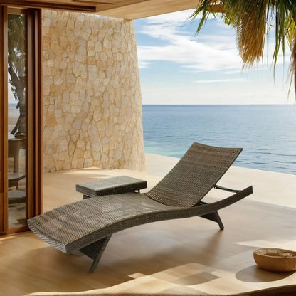 2 Folding Chairs Patio Chaise Lounge, Outdoor Wicker Lounge