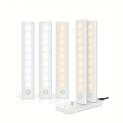 Under Cabinet Lights 1/3/5/6pcs, Motion Sensor Rechargeable  Battery Operated 2 Colors